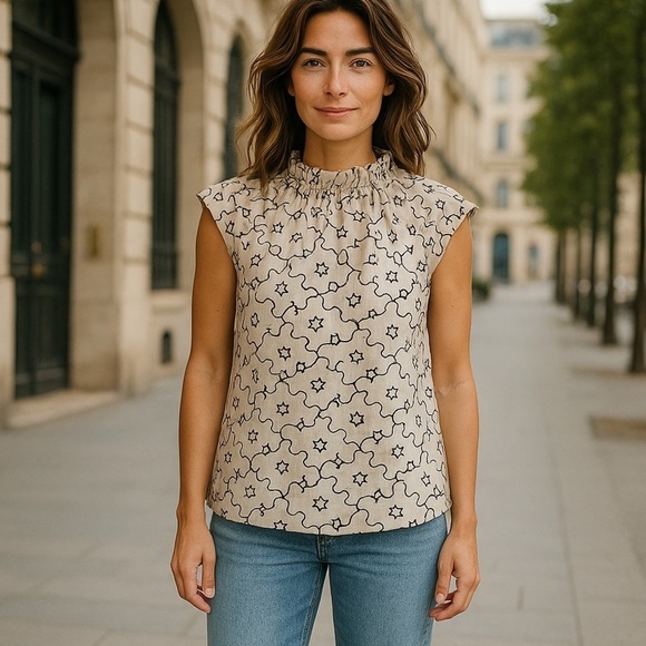 Rebecca Taylor Tops - NWT Rebecca Taylor Tai Silk Blend Floral Embroidered Ruffled High Neck Top